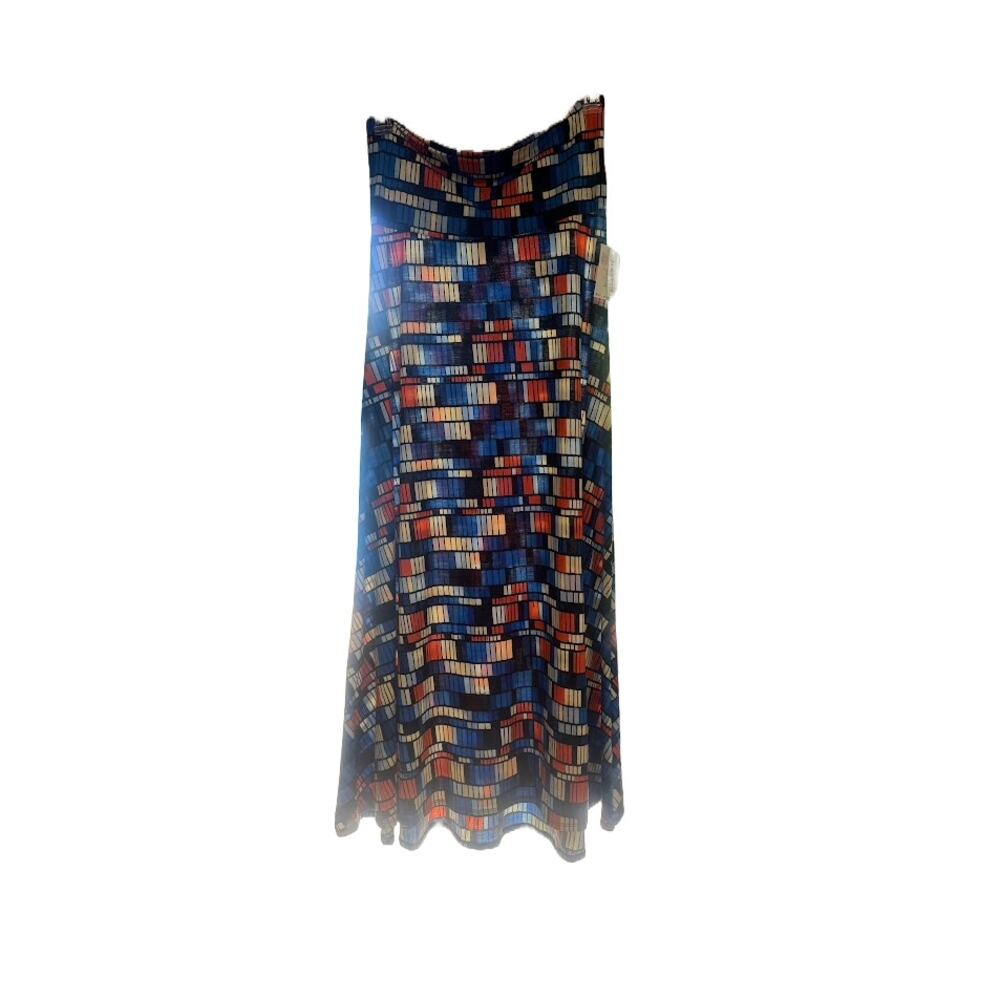NEW LuLaRoe MAXI Long SKIRT WOMENS sz Medium Blue Orange Tan Stretchy Soft Comfy